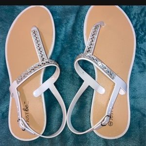 White Jeweled strap sandals